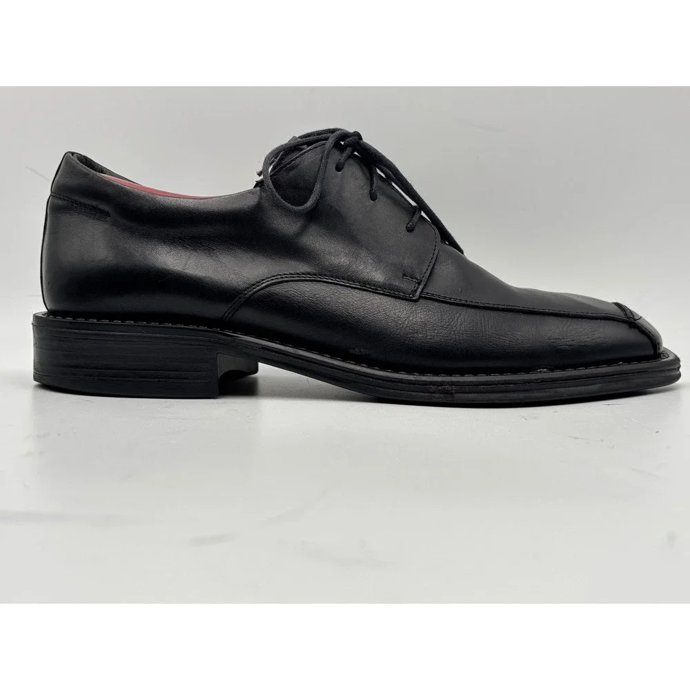 Alfani Men's Black Leather Derby Dress Shoes Size 9M Made in Italy Split Toe
